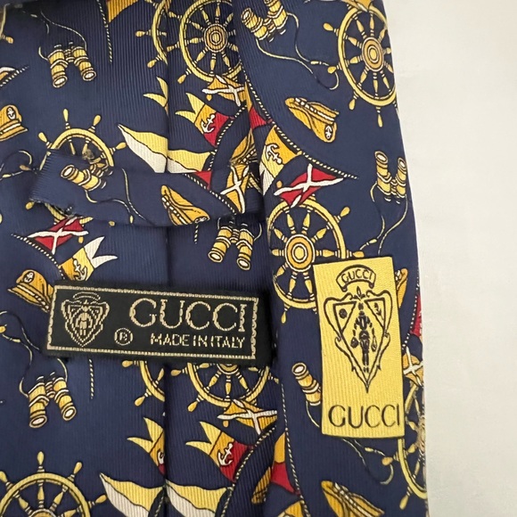Gucci Boat Steering Wheel Anchor Sulk Neck Tie - Picture 4 of 5